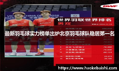 最新羽毛球实力榜单出炉北京羽毛球队稳居第一名