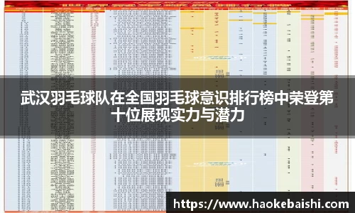 武汉羽毛球队在全国羽毛球意识排行榜中荣登第十位展现实力与潜力